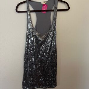 Gray Sequin Tank Top